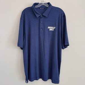 Cutter & Buck Absolut Juice Polo Shirt Mens XL Blue Stripe Golf Performance